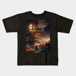 HALLOWEEN NIGHT IN A SMALL FRENCH VILLAGE Kids T-Shirt